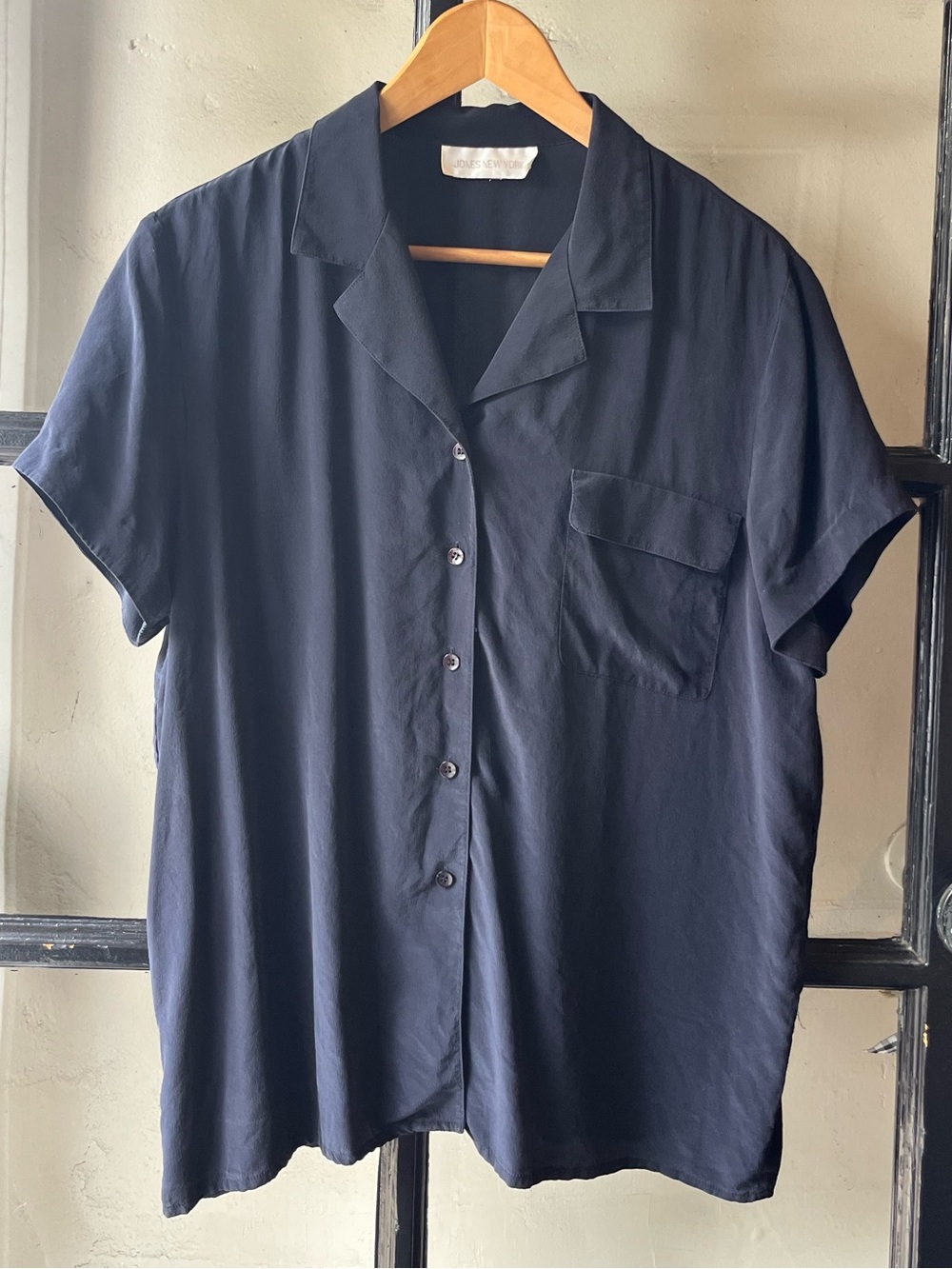 Vintage 90’s Jones New York Charcoal Black Silk Button Up